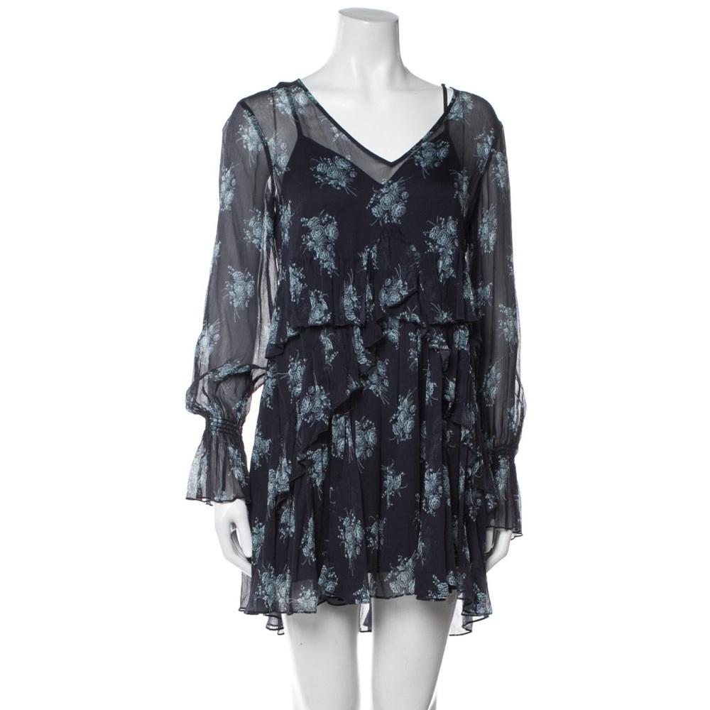 Cinq a Sept blue silk layered dress